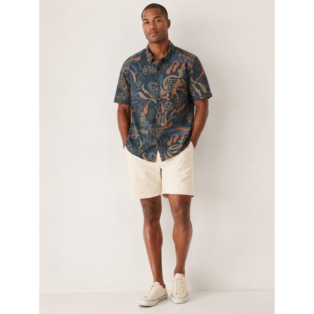 Howler Bros Button Front Shirt Mens Large Abstract Print Short Sleeve Casual